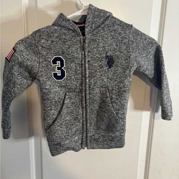 U.S. Polo Assn. Gray Kids Hoodie with Number and Logo size 4 EUC - Picture 1 of 3